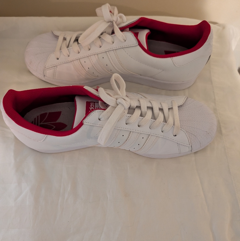Adidas men's White/ Red Sneakers - Picture 2 of 5